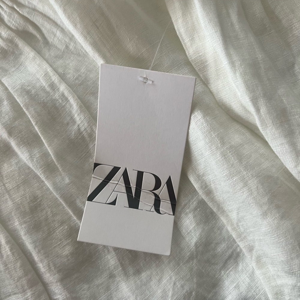 Zara Linen Bohemian Shirt | New with Tags | Elegant Neck Detail | Size M - Picture 14 of 15